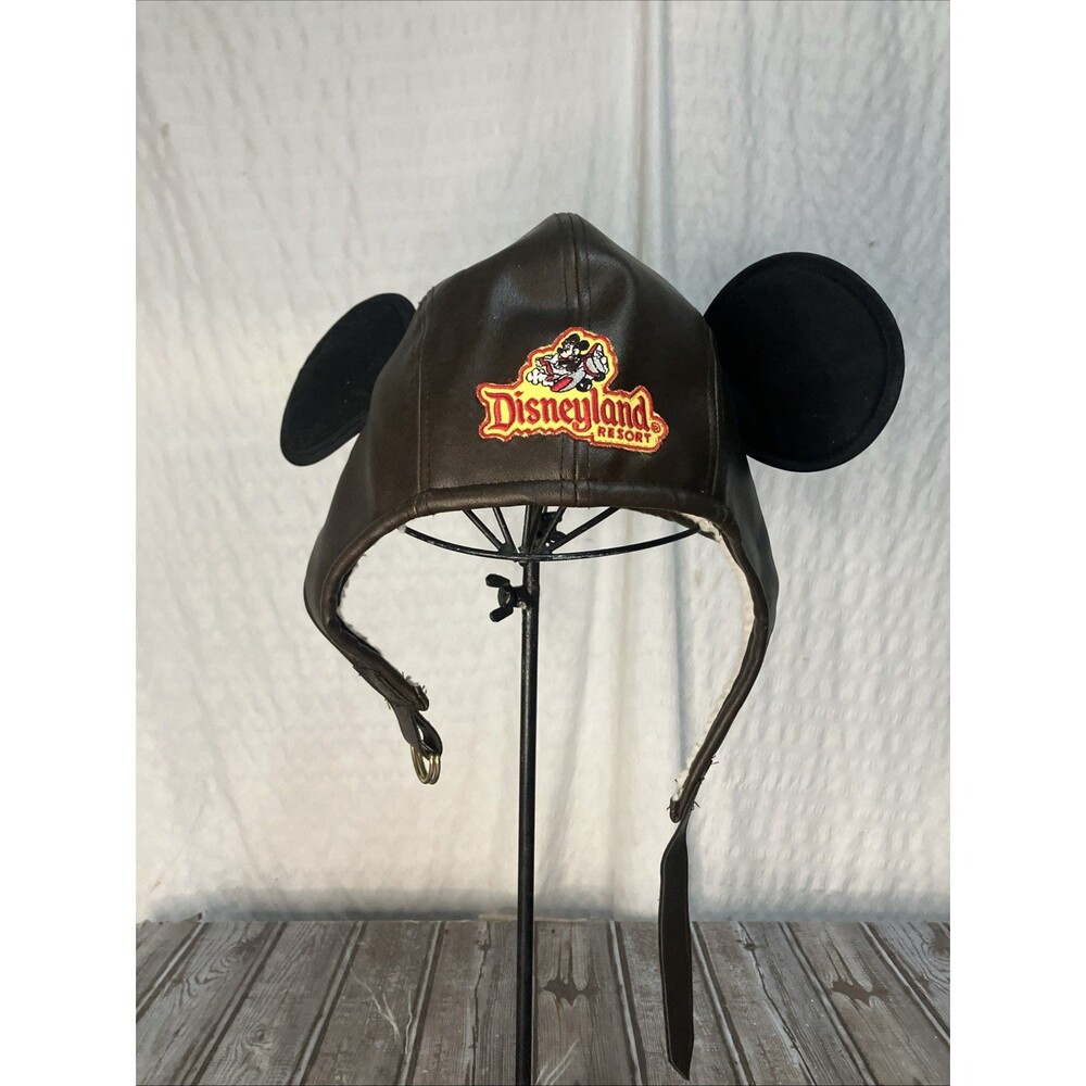 Disneyland Resort YOUTH Faux Leather Mickey Mouse Ears Aviator Hat Cap Lined